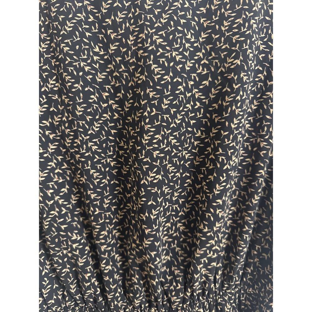Baltic Born Prim Pleated Dress Black Tan Leaf Print  Short Flutter Sleeve Small - Picture 6 of 9